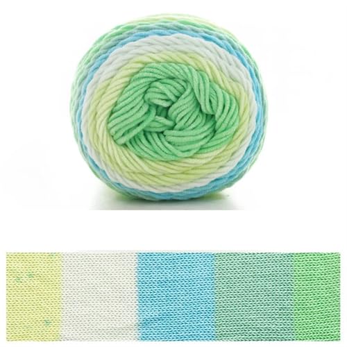 Kuchengarn, Regenbogen-Baumwollgarn, Segmentfärbung, 5 Stränge Milchbaumwollgarn, DIY, handgestrickt für Anfänger(Color12) von ZGCrumphant