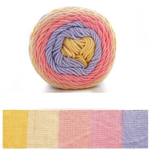 Kuchengarn, Regenbogen-Baumwollgarn, Segmentfärbung, 5 Stränge Milchbaumwollgarn, DIY, handgestrickt für Anfänger(Color14) von ZGCrumphant