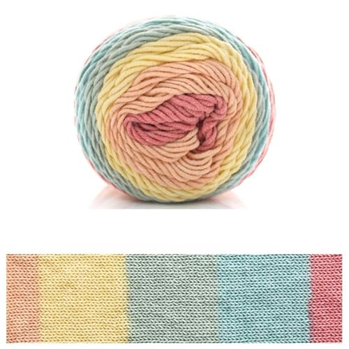 Kuchengarn, Regenbogen-Baumwollgarn, Segmentfärbung, 5 Stränge Milchbaumwollgarn, DIY, handgestrickt für Anfänger(Color15) von ZGCrumphant