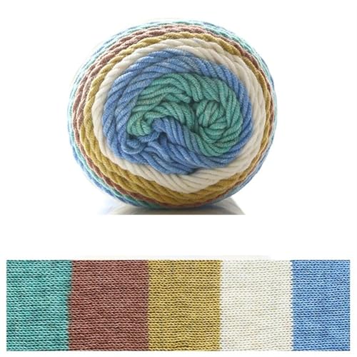 Kuchengarn, Regenbogen-Baumwollgarn, Segmentfärbung, 5 Stränge Milchbaumwollgarn, DIY, handgestrickt für Anfänger(Color18) von ZGCrumphant
