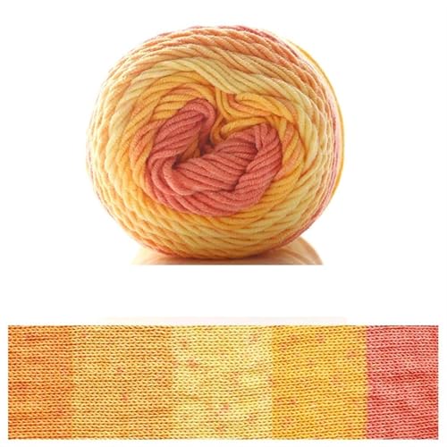 Kuchengarn, Regenbogen-Baumwollgarn, Segmentfärbung, 5 Stränge Milchbaumwollgarn, DIY, handgestrickt für Anfänger(Color19) von ZGCrumphant