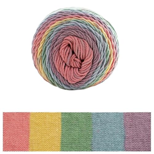 Kuchengarn, Regenbogen-Baumwollgarn, Segmentfärbung, 5 Stränge Milchbaumwollgarn, DIY, handgestrickt für Anfänger(Color2) von ZGCrumphant