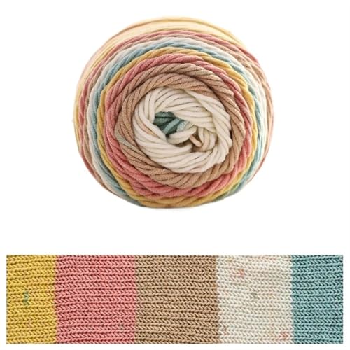 Kuchengarn, Regenbogen-Baumwollgarn, Segmentfärbung, 5 Stränge Milchbaumwollgarn, DIY, handgestrickt für Anfänger(Color8) von ZGCrumphant