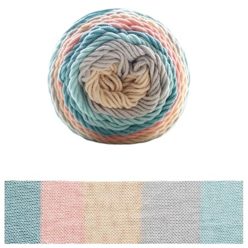 Kuchengarn, Regenbogen-Baumwollgarn, Segmentfärbung, 5 Stränge Milchbaumwollgarn, DIY, handgestrickt für Anfänger(Color9) von ZGCrumphant