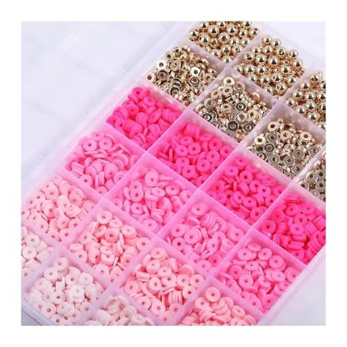 ZGCrumphant 2000-teiliges Set Rosa Tonperlen Box Set Ozean-Serie Gold Spaced Beads Perlenarmband Zubehör DIY Schmuckset(Pinkset) von ZGCrumphant