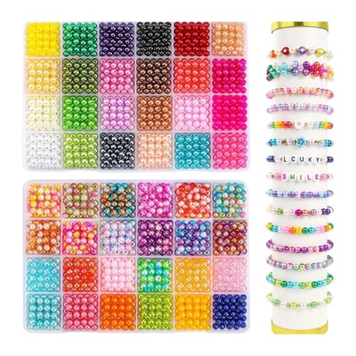 ZGCrumphant 2400 Stück 6 mm/0,023 Zoll 48 Farben DIY Runde Bunte Perlen for Schmuckherstellungsset Armbänder Halskette DIY Bastelset ZGCrumphant 2400 Stück 6 mm/0,023 Zoll 48 Farben DIY Runde Bunte Perlen for Schmuckherstellungsset Armbänder Halskette DIY Bastelset von ZGCrumphant