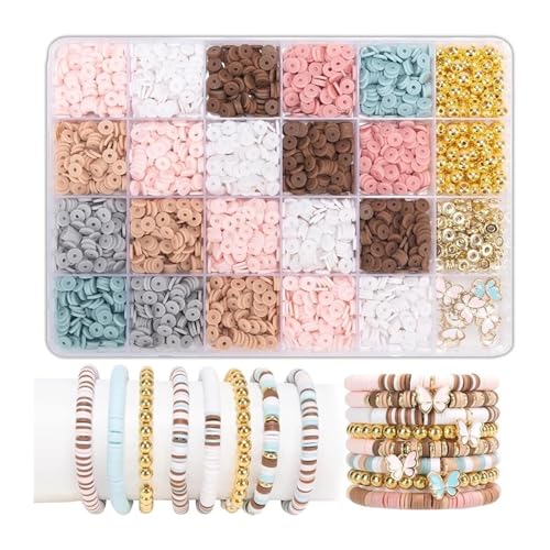 ZGCrumphant 2600-teiliges Set mit verschiedenen Polymer-Tonperlen, Freundschaftsarmband-Herstellungsset, handgefertigtes Bastel-Tonperlen-Set for die DIY-Schmuckherstellung(Color 2) von ZGCrumphant