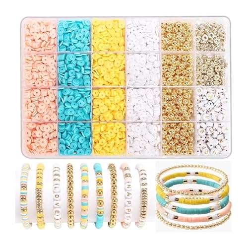ZGCrumphant 2600-teiliges Set mit verschiedenen Polymer-Tonperlen, Freundschaftsarmband-Herstellungsset, handgefertigtes Bastel-Tonperlen-Set for die DIY-Schmuckherstellung(Color 4) von ZGCrumphant