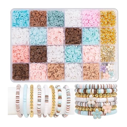 ZGCrumphant 2600-teiliges Set mit verschiedenen Polymer-Tonperlen, Freundschaftsarmband-Herstellungsset, handgefertigtes Bastel-Tonperlen-Set for die DIY-Schmuckherstellung(Color 5) von ZGCrumphant