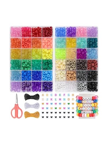 ZGCrumphant 300/500 Stück Regenbogenperlen for selbstgemachten Schmuck, Halsketten, Armbänder – Schmuckherstellungsset(Color 1) von ZGCrumphant