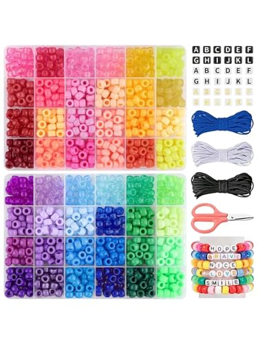 ZGCrumphant 300/500 Stück Regenbogenperlen for selbstgemachten Schmuck, Halsketten, Armbänder – Schmuckherstellungsset(Color 2) von ZGCrumphant
