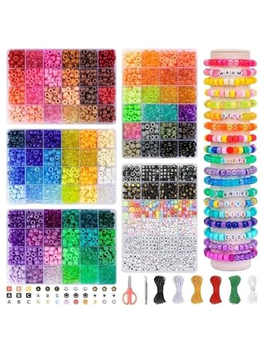 ZGCrumphant 300/500 Stück Regenbogenperlen for selbstgemachten Schmuck, Halsketten, Armbänder – Schmuckherstellungsset(Color 3) von ZGCrumphant
