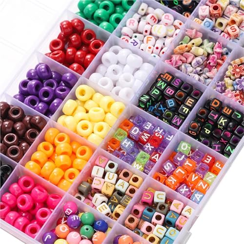 ZGCrumphant 650 Teile/Satz 24 Farben Brief Perlen Set Material Lose Spacer Perlen DIY Schmuck Armband Halsketten Zubehör(Color 1) von ZGCrumphant