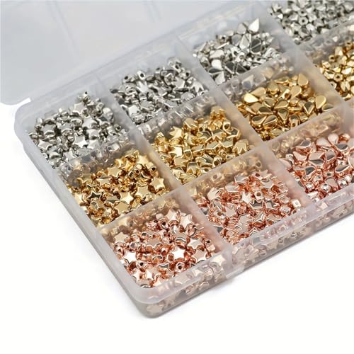 ZGCrumphant 750 Stück Sternkronen-Distanzperlen, lose Perlen, Gold/Silber, DIY-Kit, Box for Armband, Ohrringe, Halskette, Schmuckherstellung, Zubehör ZGCrumphant 750 Stück Sternkronen-Distanzperlen, lose Perlen, Gold/Silber, DIY-Kit, Box for Armband, Ohrringe, Halskette, Schmuckherstellung, Zubehör von ZGCrumphant