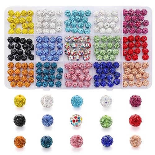 ZGCrumphant 8mm/10mm Bunte Strass Kristall Kugel Perlen Armband Halskette Herstellung Kit Spacer Perlen for Schmuck Machen DIY zubehör(Color 1) von ZGCrumphant