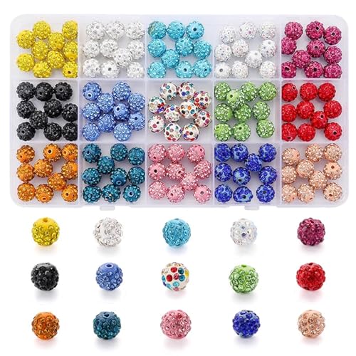 ZGCrumphant 8mm/10mm Bunte Strass Kristall Kugel Perlen Armband Halskette Herstellung Kit Spacer Perlen for Schmuck Machen DIY zubehör(Color 2) von ZGCrumphant