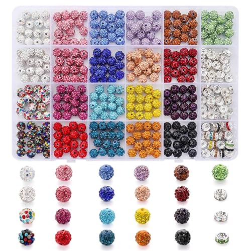 ZGCrumphant 8mm/10mm Bunte Strass Kristall Kugel Perlen Armband Halskette Herstellung Kit Spacer Perlen for Schmuck Machen DIY zubehör(Color 3) von ZGCrumphant