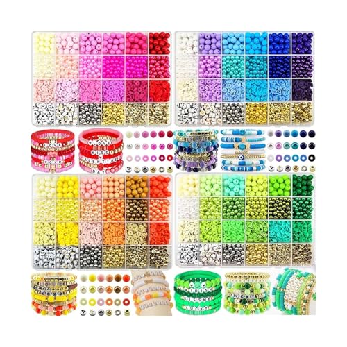 ZGCrumphant Armband-Set mit 2220 Tonperlen, 24 Farben, Flache, adrette Perlen, Polymer-Tonperlen for die Herstellung von Freundschaftsarmbändern, Basteln, DIY(Shape 1) von ZGCrumphant