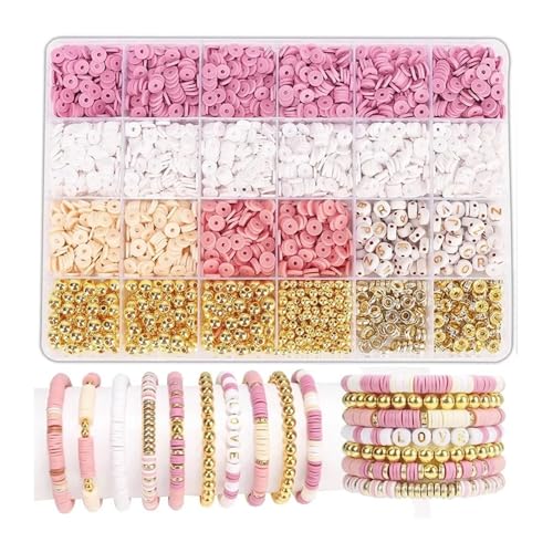 ZGCrumphant DIY-Schmuckherstellungsset, Tonperlen, Armbandherstellungsset, Flache Perlen, Polymer-Tonperlen for die Herstellung von Freundschaftsarmbändern, DIY(Color 2) von ZGCrumphant