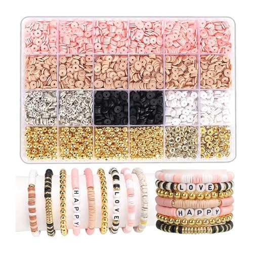 ZGCrumphant DIY-Schmuckherstellungsset, Tonperlen, Armbandherstellungsset, Flache Perlen, Polymer-Tonperlen for die Herstellung von Freundschaftsarmbändern, DIY(Color 5) von ZGCrumphant