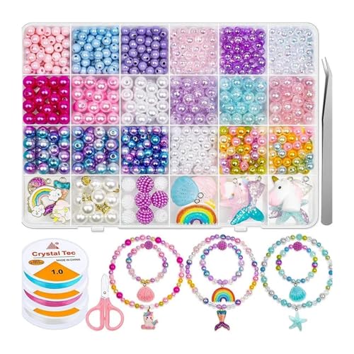 ZGCrumphant Regenbogen-Perlen-Set, Farbverlaufsperlen, Perlen-Armband-Set for DIY-Ohrringe, Halsketten, Armbänder, Schmuckherstellung, Basteln(B 773pcs) von ZGCrumphant
