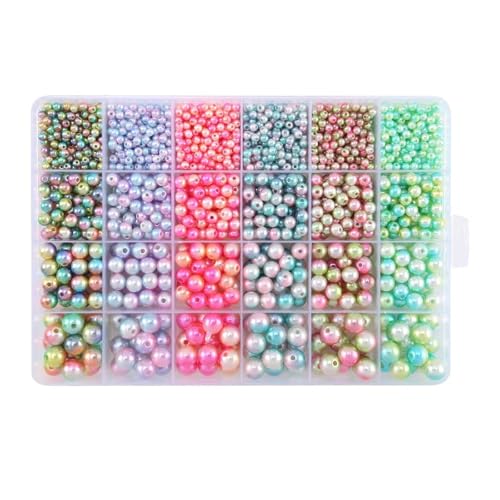 ZGCrumphant Regenbogen-Perlen-Set, Farbverlaufsperlen, Perlen-Armband-Set for DIY-Ohrringe, Halsketten, Armbänder, Schmuckherstellung, Basteln(D 1890pcs) von ZGCrumphant