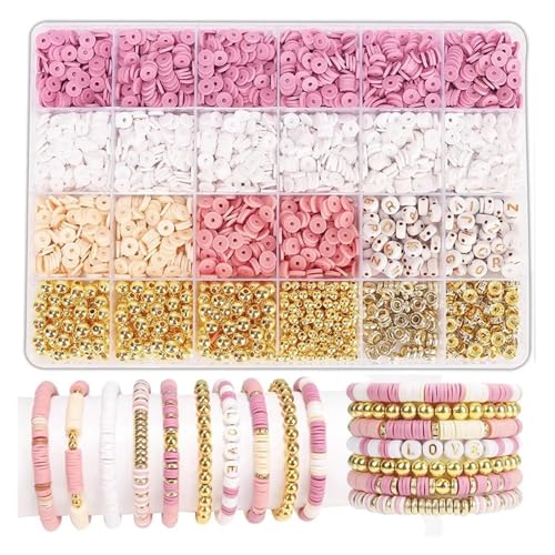ZGCrumphant Stil DIY Tonperlen Armband Herstellungsset Freundschaft Goldene Buchstabenperlen Set for die Schmuckherstellung(Color 2) von ZGCrumphant