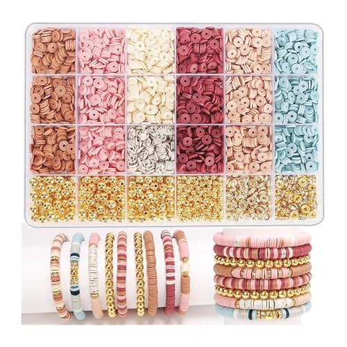 ZGCrumphant Stil DIY Tonperlen Armband Herstellungsset Freundschaft Goldene Buchstabenperlen Set for die Schmuckherstellung(Color 3) von ZGCrumphant