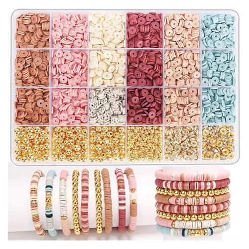 ZGCrumphant Stil DIY Tonperlen Armband Herstellungsset Freundschaft Goldene Buchstabenperlen Set for die Schmuckherstellung(Color 3) von ZGCrumphant
