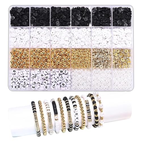 ZGCrumphant Stil DIY Tonperlen Armband Herstellungsset Freundschaft Goldene Buchstabenperlen Set for die Schmuckherstellung(Color 4) von ZGCrumphant