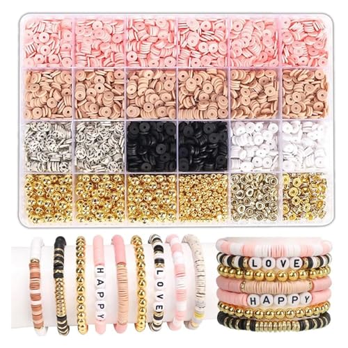 ZGCrumphant Stil DIY Tonperlen Armband Herstellungsset Freundschaft Goldene Buchstabenperlen Set for die Schmuckherstellung(Color 5) von ZGCrumphant
