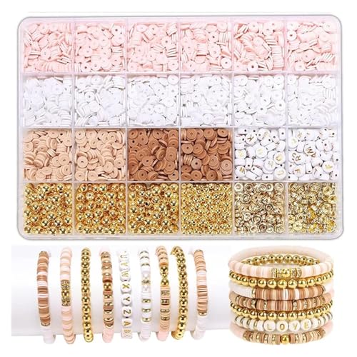 ZGCrumphant Stil DIY Tonperlen Armband Herstellungsset Freundschaft Goldene Buchstabenperlen Set for die Schmuckherstellung(Color 6) von ZGCrumphant