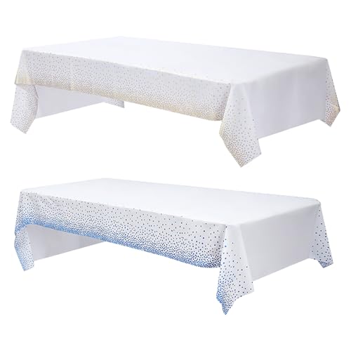 ZGDEIWGF 2 Stück Gepunktete Rechteckige Tischdecken, Party-Tischdecken Aus Kunststoff, Blau-Weiß Und Gelb-Weiß, 137 X 274 Cm, Party-Möbeldekorationen von ZGDEIWGF