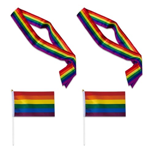 2 Stück Regenbogen-Luftschlangen, 2 Stück Regenbogen-Wellenflaggen, Regenbogen-Zeremonienbänder, Regenbogen-Gürtel, Regenbogen-Partybänder, Pride-Dekorationen, Lustige Neuheitsbänder 2 Stück Regenbogen-Luftschlangen, 2 Stück Regenbogen-Wellenflaggen, Regenbogen-Zeremonienbänder, Regenbogen-Gürtel, Regenbogen-Partybänder, Pride-Dekorationen, Lustige Neuheitsbänder von ZGDEIWGF