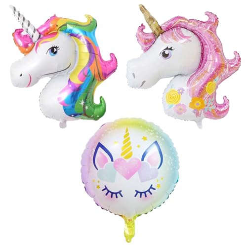 3 Stück Regenbogenpferdeballons, Aluminiumfolienballons, Kindergeburtstagsballons, Süße Ballons, Cartoon-Tierballons, Partydekorationsballons, Ballons Mit Farbverlaufsatmosphäre 3 Stück Regenbogenpferdeballons, Aluminiumfolienballons, Kindergeburtstagsballons, Süße Ballons, Cartoon-Tierballons, Partydekorationsballons, Ballons Mit Farbverlaufsatmosphäre von ZGDEIWGF