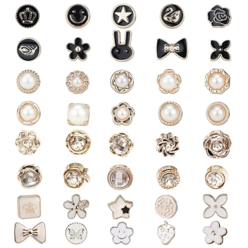 ZGDEIWGF 40 Stück Nähfreie Mehrfarbige Metallknöpfe, 9-12 mm, Broschen, Cardigan-Knöpfe, Jeans-Knopfnadeln, Abnehmbare Knöpfe für Kleidung, Strickjacken, Jeans, Accessoires (Zufällige Stile) von ZGDEIWGF