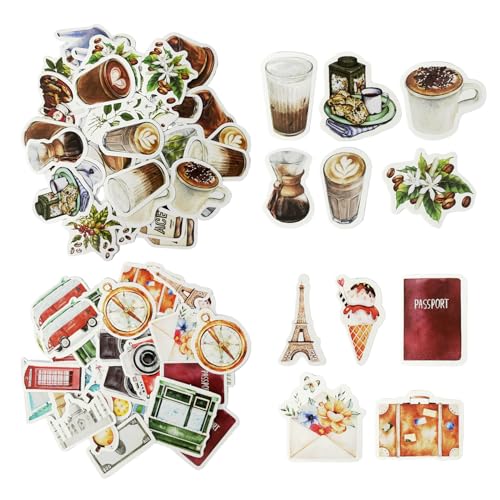 ZGDEIWGF 92 Scrapbook-Aufkleber, Kofferaufkleber, Mini-Handkontoaufkleber, Kaffeeaufkleber, Diy-Dekorationsaufkleber von ZGDEIWGF