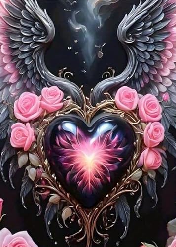 5D Diamant Painting Bilder für Erwachsene, DIY-Diamant-Malset mit Liebesblumenflügeln, diamond painting valentinstag, Erwachsene Anfänger Vollbohrer Strasssteine Gemälde Set,Wanddekoration(30x40cm) von ZGDYi