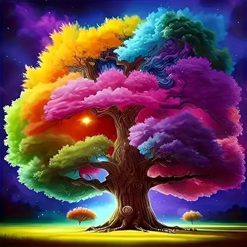 5D Diamond Painting Baum des Lebens, Bunter Zauberbaum DIY Set für Erwachsene und Kinder Anfänger Diamantmalerei Bild, Lebensbaum Wanddekoration, Vollbohrer, Bastelset für Haus Geschenk (30x30cm) von ZGDYi