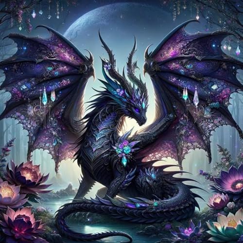 5D Diamond Painting Drache, Bunter Drachen Diamant Painting Set für Erwachsene, DIY Diamant Malerei Kunstbilder,Full Drill Stickerei Set für Wanddekoration,Ideal als Geschenk für Zuhause (30x30cm) von ZGDYi