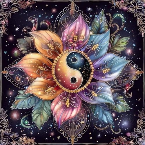 5D Diamond Painting Mandala Blumen Set für Erwachsene, DIY Diamant Malerei Vollbohrer,5D DIY Diamond Art Kits for Beginners Rund Full Drill Diamond Painting for Home Wall Decoration Gift(30x30cm) von ZGDYi