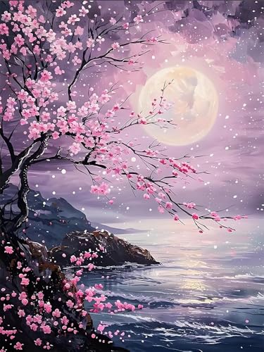 5D Diamond Painting Mond Blume, DIY landschaft diamond painting Set, diamond painting erwachsene, Für Anfänger geeignet, DIY runder Volldiamant Diamant diamond painting , Wanddeko Wohnzimmer (30x40cm) 5D Diamond Painting Mond Blume, DIY landschaft diamond painting Set, diamond painting erwachsene, Für Anfänger geeignet, DIY runder Volldiamant Diamant diamond painting , Wanddeko Wohnzimmer (30x40cm) von ZGDYi