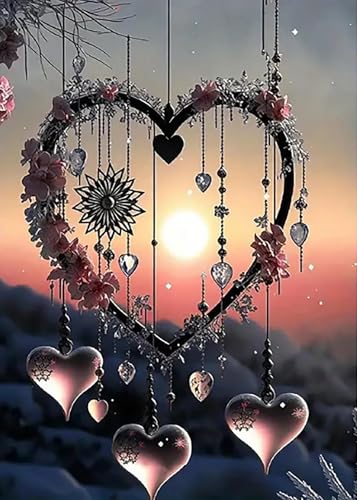 5D Diamond Painting Traumfänger, DIY Diamant Painting Bilder für Erwachsene, Vollbohrer Liebe Traumfänger Kunstbilder Stickerei Set, Home Wanddekor, Bastelset für Wohnzimmer & Schlafzimmer(30x40cm) von ZGDYi