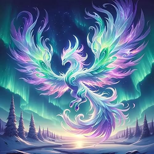 5D Phönix Diamond Painting ,DIY Aurora Gem Art Volldiamant Diamant Punkt Kristall Bastelsetdiamond painting erwachsene Anfänger, Kunst DIY Dekoration für Wohnzimmer,Wanddekoration zu Hause(30x30cm) von ZGDYi