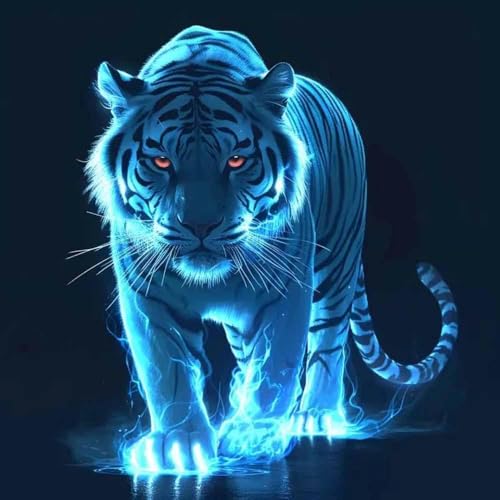 5D tiger Diamond painting,Leuchtender Tiger Diamant Painting Set für, DIY Diamant Malerei Tiere,erwachsene Anfänger diamant painting,DIY Diamant Punkt Edelstein Bastelarbeiten,Wanddekoration30x30cm von ZGDYi