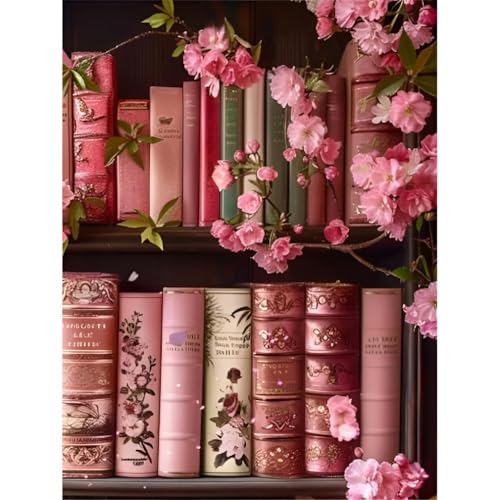 Bücherregal Blumen Diamond Painting Erwachsene,5D DIY Diamant Painting Bilder Set,Diamond-Painting Bastelset für Volldiamant, Erwachsene Anfänger diamant painting,Wanddeko & Geschenkideen (30x40cm) von ZGDYi