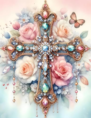 Diamond Painting Set für Erwachsene, Kreuz und Blumenmotiv, 5D Diamant Painting Kit mit Vollem Rundbohrer, DIY Kristall-Diamant Kunst für Anfänger, Ideal zur Wanddekoration und als Geschenk (30x40cm) Diamond Painting Set für Erwachsene, Kreuz und Blumenmotiv, 5D Diamant Painting Kit mit Vollem Rundbohrer, DIY Kristall-Diamant Kunst für Anfänger, Ideal zur Wanddekoration und als Geschenk (30x40cm) von ZGDYi