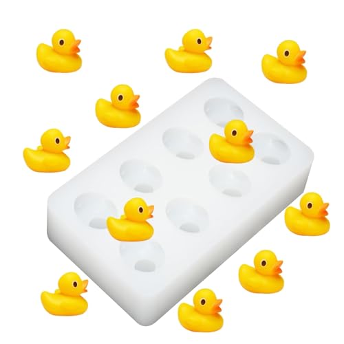 MIni Silikonform Ente, 8 Mulden silikonformen, 3D Silikonform Ente, DIY tier-silikonformen, Schokoladen-Bonbon-Dekorationsformen, Geeignet für Epoxidharz, Seife, Polymer Clay und Kuchendekoration von ZGDYi