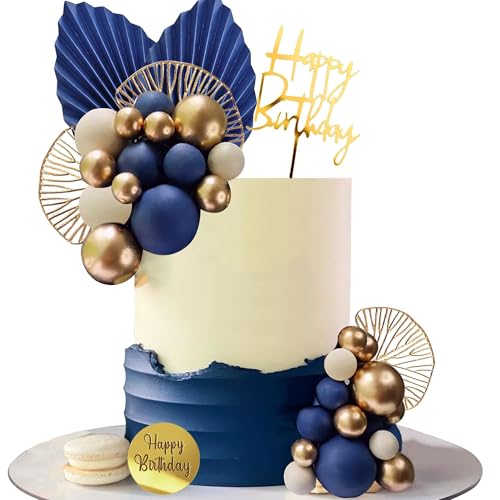 Tortendeko Gold Blau mit Kugeln und Palmblättern, Boho Kuchen Deko für Geburtstag, Cake Topper Happy Birthday Dekoration, Babyparty Dekorationen, für Hochzeit Geburtstag Jubiläum(Blau, Weiß und Gold) Tortendeko Gold Blau mit Kugeln und Palmblättern, Boho Kuchen Deko für Geburtstag, Cake Topper Happy Birthday Dekoration, Babyparty Dekorationen, für Hochzeit Geburtstag Jubiläum(Blau, Weiß und Gold) von ZGDYi