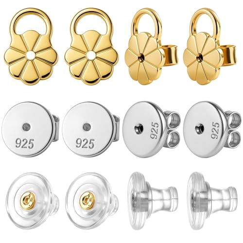 6 Paar Ohrstecker Verschluss Set, Ohrringverschlüsse für schwere Ohrringe, hypoallergene Ohrlochverstärker & Ohrringheber, 925 Silber Stecker + Silikon Ohrring-Verschlüsse + Metallverschluss für Ohren 6 Paar Ohrstecker Verschluss Set, Ohrringverschlüsse für schwere Ohrringe, hypoallergene Ohrlochverstärker & Ohrringheber, 925 Silber Stecker + Silikon Ohrring-Verschlüsse + Metallverschluss für Ohren von ZGGZHeim
